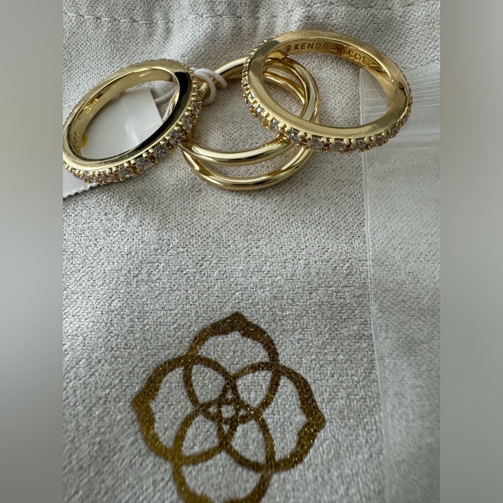 Never worn Kendra Scott Livy gold ring stack- size 5